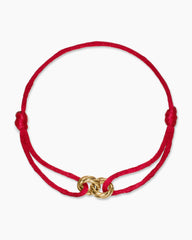 Sculpted Cable Linked Cord Bracelet in Red Nylon with 18K Yellow Gold, 8.7mm