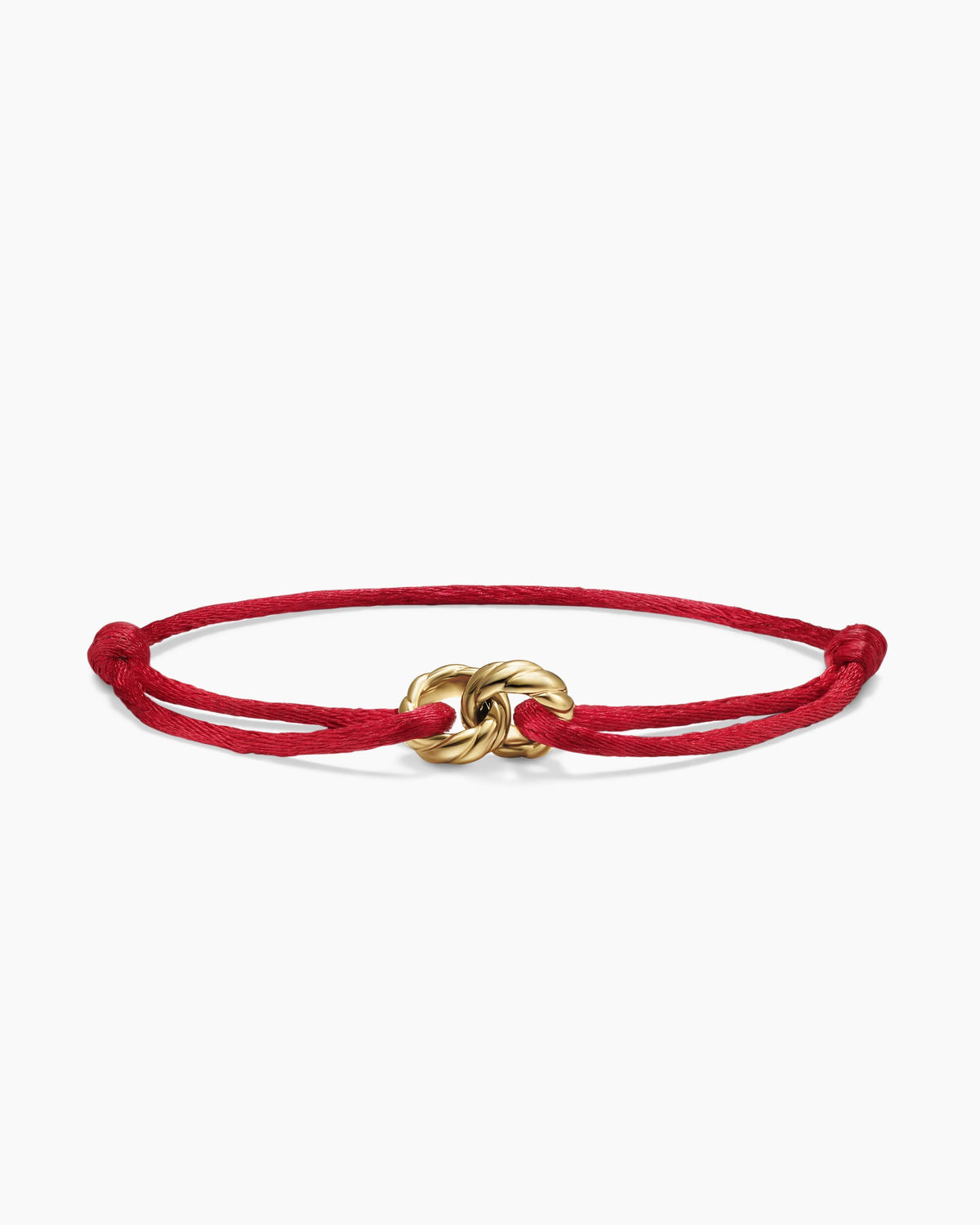 Sculpted Cable Linked Cord Bracelet in Red Nylon with 18K Yellow Gold, 8.7mm