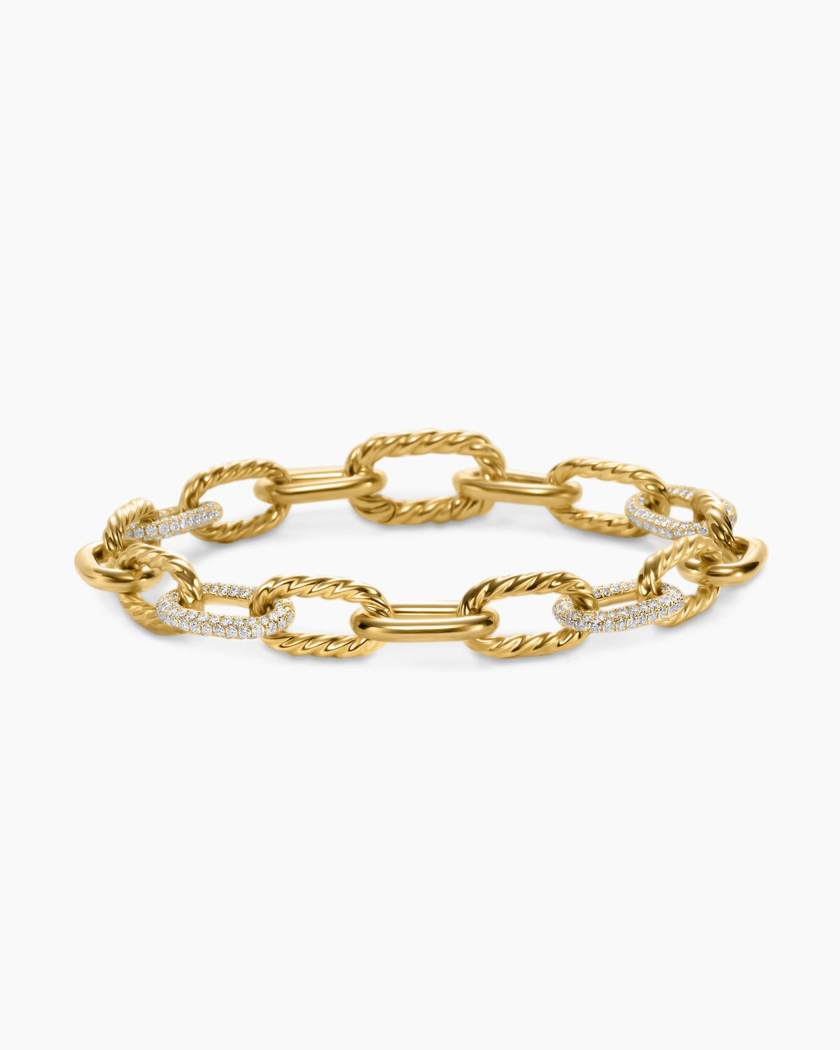 DY Madison® Chain Bracelet in 18K Yellow Gold with Diamonds, 8.5mm