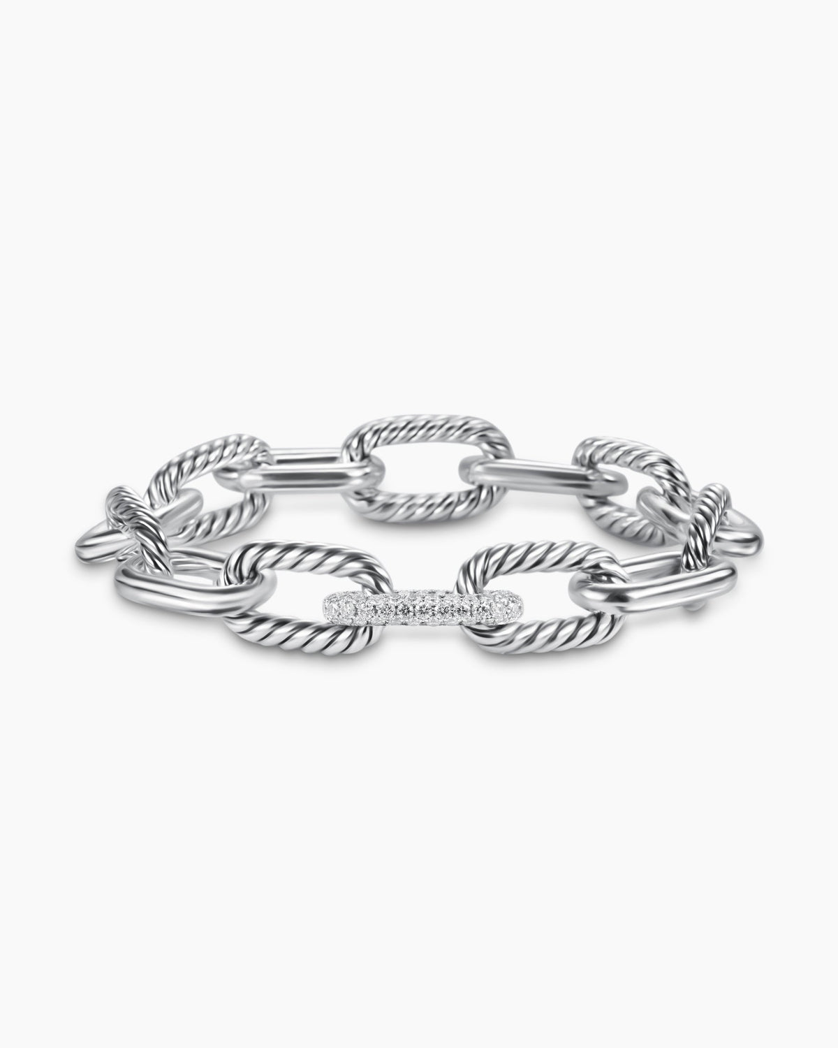 DY Madison® Chain Bracelet in Sterling Silver with Diamonds, 11mm