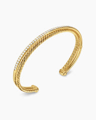 Crossover Two Row Bracelet in 18K Yellow Gold with Diamonds, 6mm