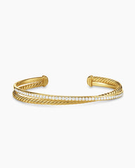 Crossover Two Row Bracelet in 18K Yellow Gold with Diamonds, 6mm