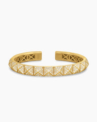 Pyramid Cuff Bracelet in 18K Yellow Gold with Diamonds, 8mm