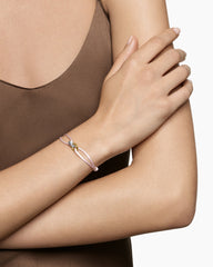 Sculpted Cable Linked Cord Bracelet in Blush Nylon with Sterling Silver and 14K Yellow Gold, 8.7mm