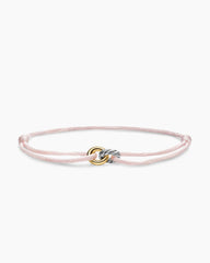 Sculpted Cable Linked Cord Bracelet in Blush Nylon with Sterling Silver and 14K Yellow Gold, 8.7mm