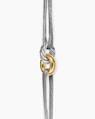 Sculpted Cable Linked Cord Bracelet in Silver Nylon with Sterling Silver and 14K Yellow Gold, 8.7mm
