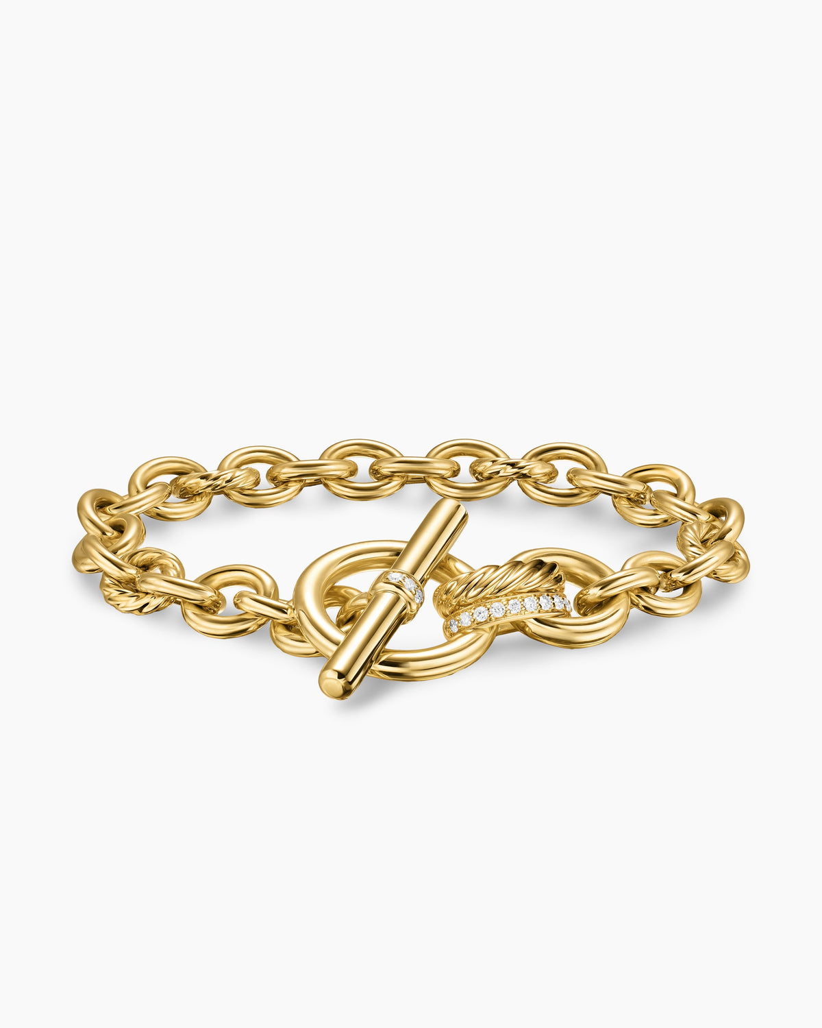 DY Mercer® Toggle Chain Bracelet in 18K Yellow Gold with Diamonds, 8mm