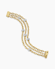 DY Madison® Pavé Bead Multi Row Chain Bracelet in 18K Yellow Gold with Diamonds, 15mm