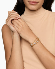 DY Madison® Pavé Bead Multi Row Chain Bracelet in 18K Yellow Gold with Diamonds, 15mm