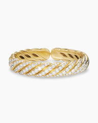 Sculpted Cable Flex Bracelet in 18K Yellow Gold with Diamonds, 11mm