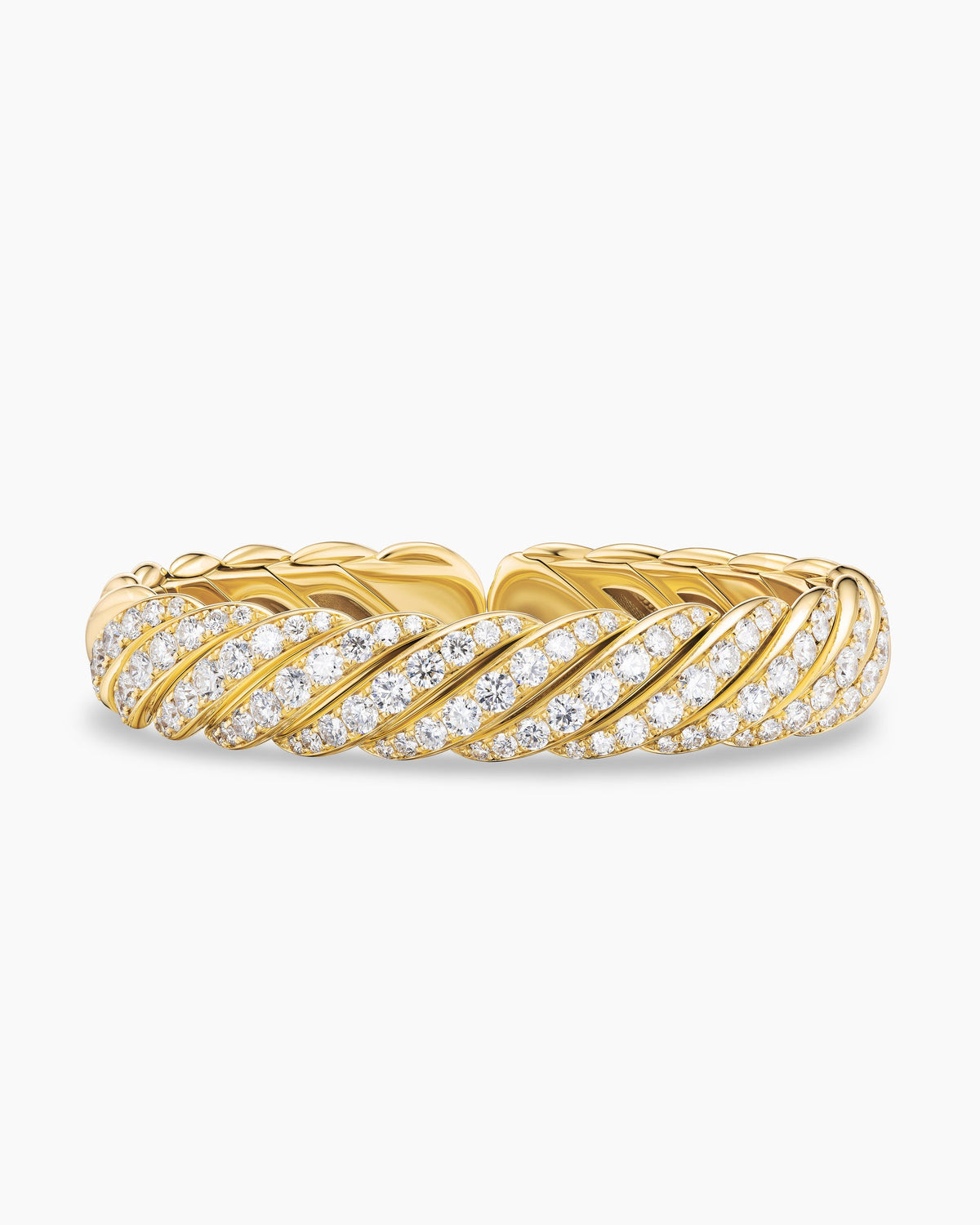 Sculpted Cable Flex Bracelet in 18K Yellow Gold with Diamonds, 11mm