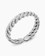 Sculpted Cable Flex Bracelet in 18K White Gold with Diamonds, 11mm
