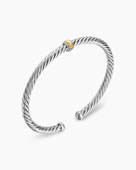 Cable Flex® Station Bracelet in Sterling Silver with 14K Yellow Gold, 4mm