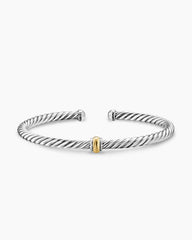 Cable Flex® Station Bracelet in Sterling Silver with 14K Yellow Gold, 4mm