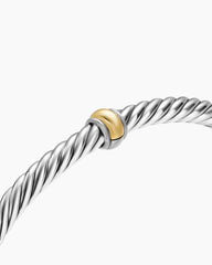 Cable Flex® Station Bracelet in Sterling Silver with 14K Yellow Gold, 4mm