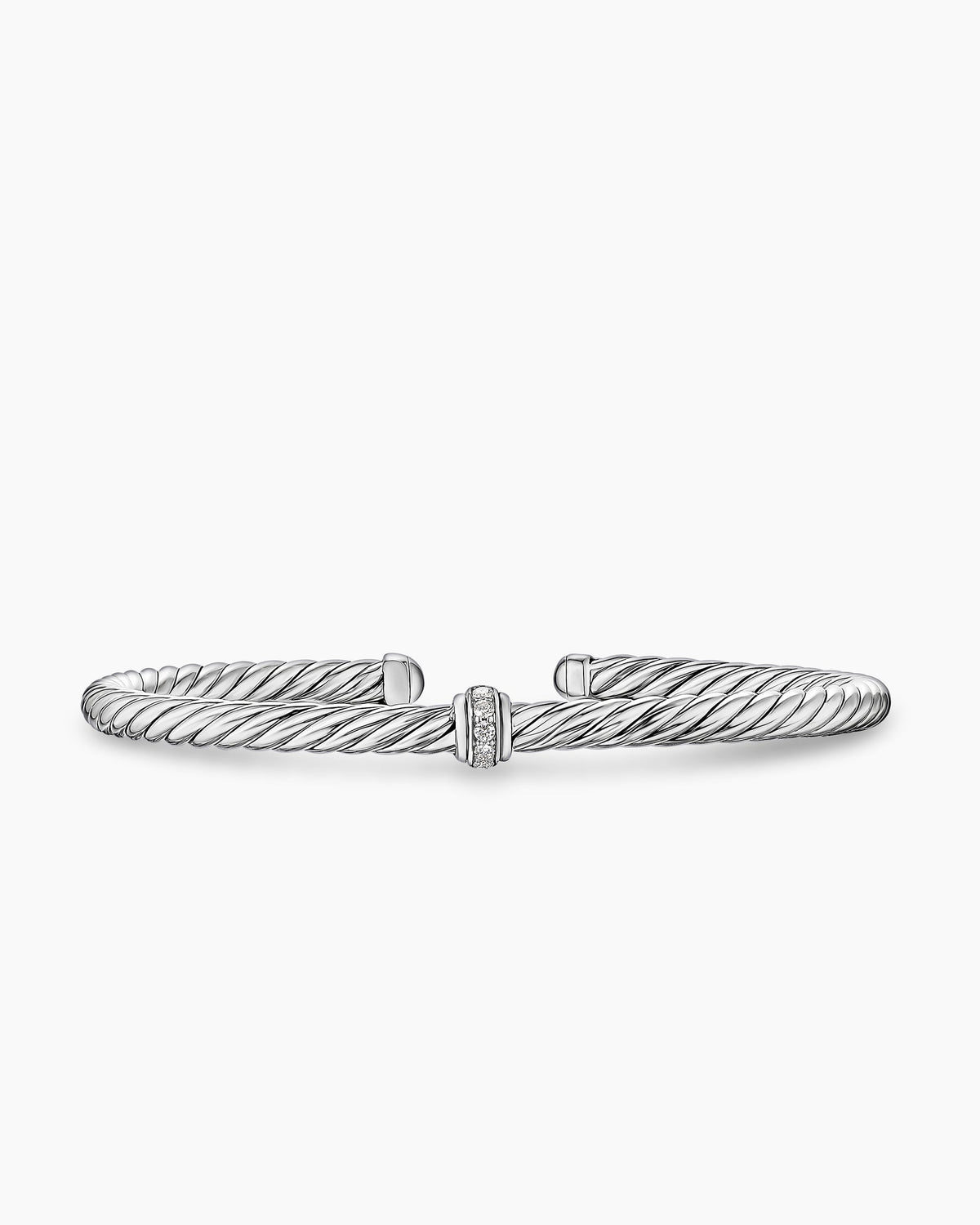 Cable Flex® Station Bracelet in Sterling Silver with Diamonds, 4mm