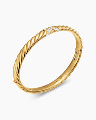 Sculpted Cable X Center Station Bracelet in 18K Yellow Gold with Diamonds, 6.2mm