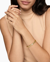 Sculpted Cable X Center Station Bracelet in 18K Yellow Gold with Diamonds, 6.2mm