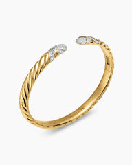 Sculpted Cable X Cuff Bracelet in 18K Yellow Gold with Diamonds, 6.2mm
