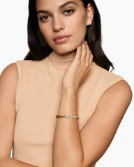 Sculpted Cable X Cuff Bracelet in 18K Yellow Gold with Diamonds, 6.2mm