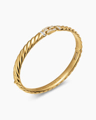 Sculpted Cable Buckle Bracelet in 18K Yellow Gold with Diamonds, 6.2mm