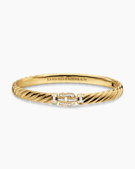 Sculpted Cable Buckle Bracelet in 18K Yellow Gold with Diamonds, 6.2mm
