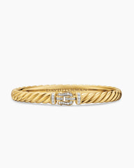 Sculpted Cable Buckle Bracelet in 18K Yellow Gold with Diamonds, 6.2mm