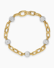 DY Madison® Pavé Bead Chain Bracelet in 18K Yellow Gold with Diamonds, 6mm