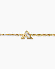 Petite Pavé Initial Chain Bracelet in 18K Yellow Gold with Diamond A