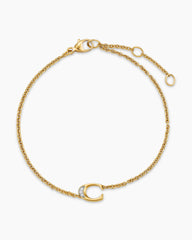 Petite Pavé Initial Chain Bracelet in 18K Yellow Gold with Diamond C