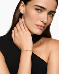 Petite Pavé Initial Chain Bracelet in 18K Yellow Gold with Diamond D