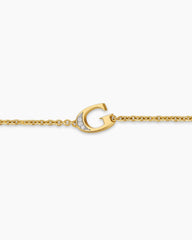 Petite Pavé Initial Chain Bracelet in 18K Yellow Gold with Diamond G