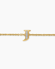 Petite Pavé Initial Chain Bracelet in 18K Yellow Gold with Diamond J