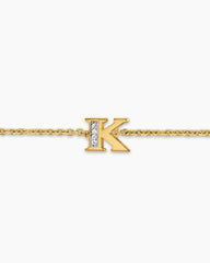 Petite Pavé Initial Chain Bracelet in 18K Yellow Gold with Diamond K