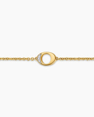 Petite Pavé Initial Chain Bracelet in 18K Yellow Gold with Diamond O