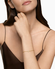 Petite Pavé Initial Chain Bracelet in 18K Yellow Gold with Diamond P