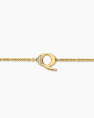 Petite Pavé Initial Chain Bracelet in 18K Yellow Gold with Diamond Q