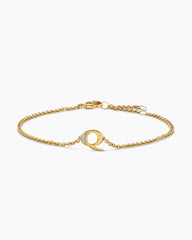 Petite Pavé Initial Chain Bracelet in 18K Yellow Gold with Diamond Q