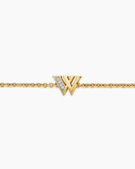 Petite Pavé Initial Chain Bracelet in 18K Yellow Gold with Diamond W