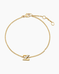 Petite Pavé Initial Chain Bracelet in 18K Yellow Gold with Diamond Z
