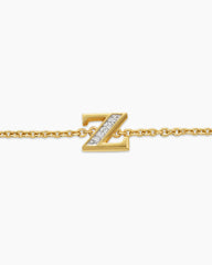 Petite Pavé Initial Chain Bracelet in 18K Yellow Gold with Diamond Z