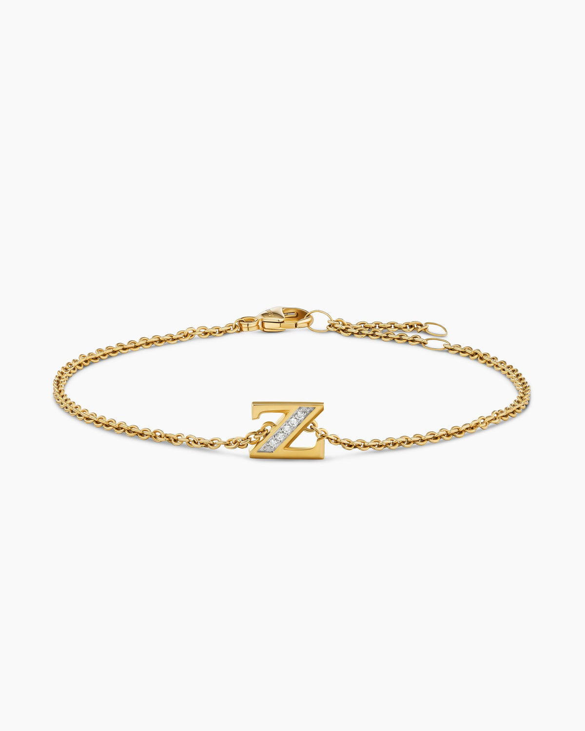 Petite Pavé Initial Chain Bracelet in 18K Yellow Gold with Diamond Z