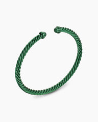 Classic Cable Bracelet in Green Aluminum, 4mm