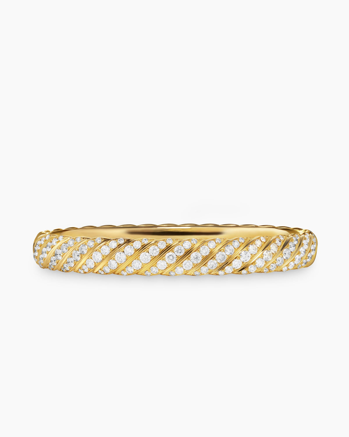 Sculpted Cable Bangle Bracelet in 18K Yellow Gold with Diamonds, 8mm