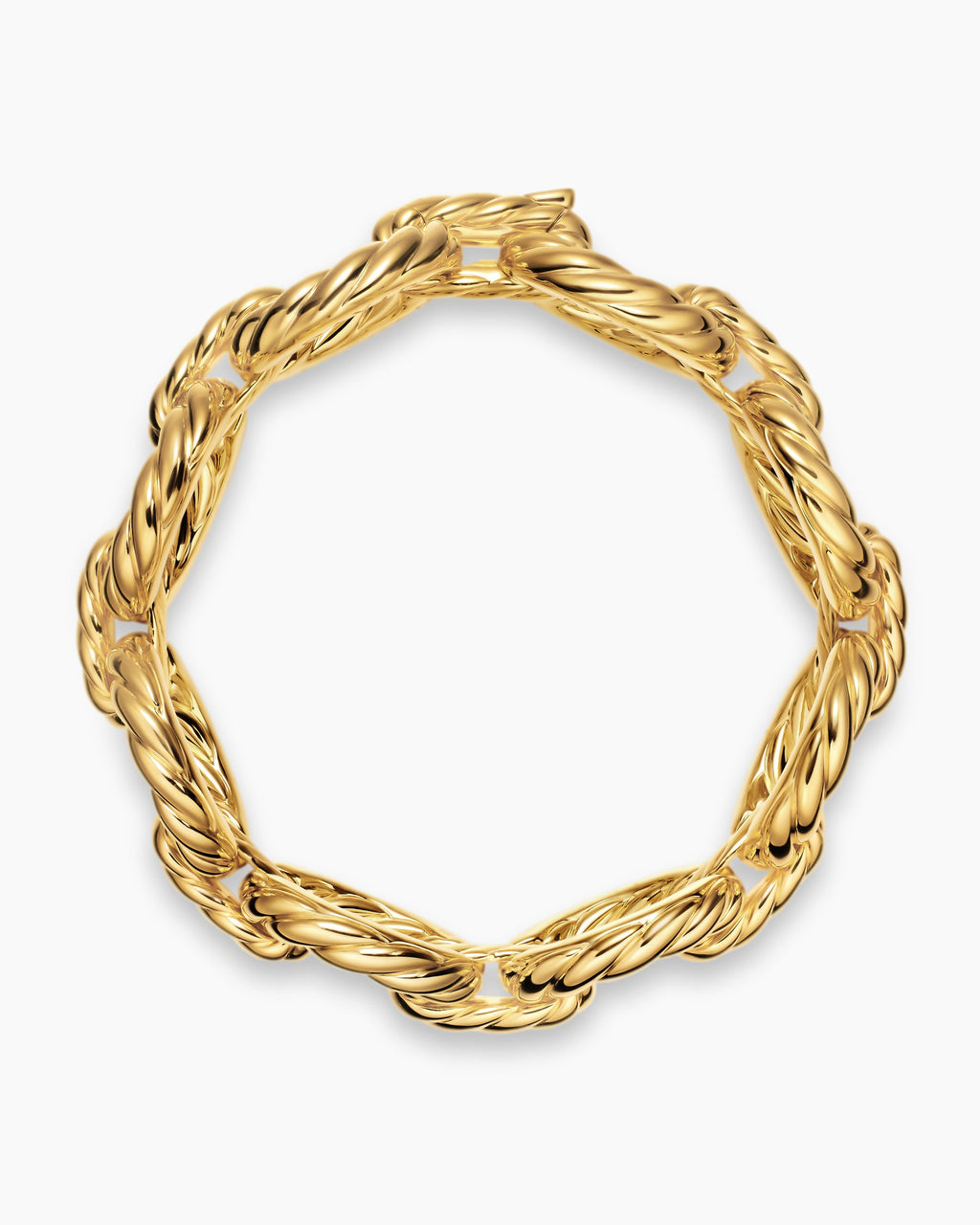 Sculpted Cable Oval Link Bracelet in 18K Yellow Gold, 18mm