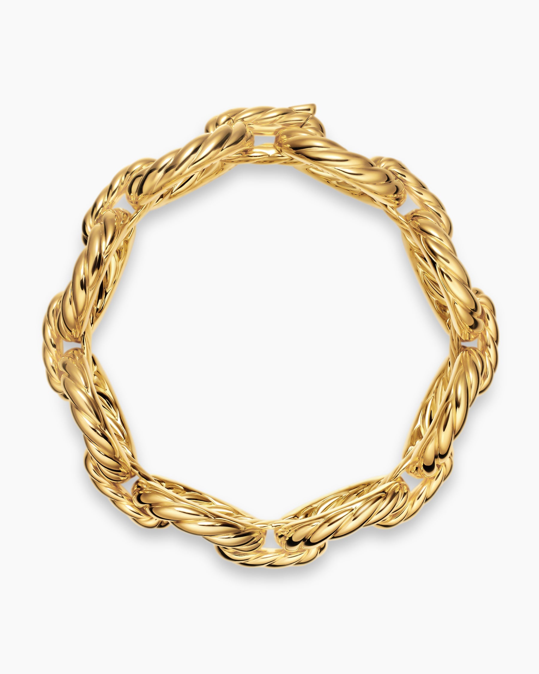 Sculpted Cable Oval Link Bracelet in 18K Yellow Gold, 18mm