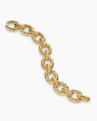 Sculpted Cable Oval Link Bracelet in 18K Yellow Gold, 18mm