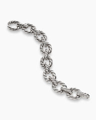 Sculpted Cable Oval Link Bracelet in Sterling Silver, 18mm