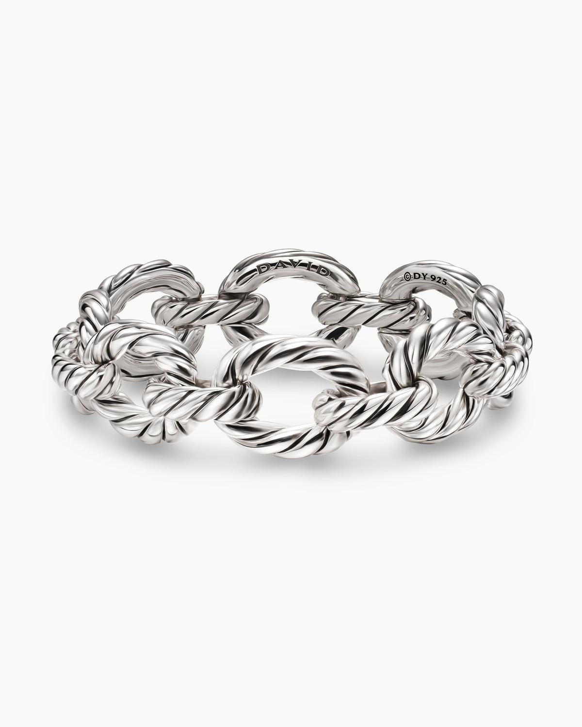 Sculpted Cable Oval Link Bracelet in Sterling Silver, 18mm