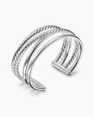 Bold Crossover Multi Row Cuff Bracelet in Sterling Silver, 24.4mm